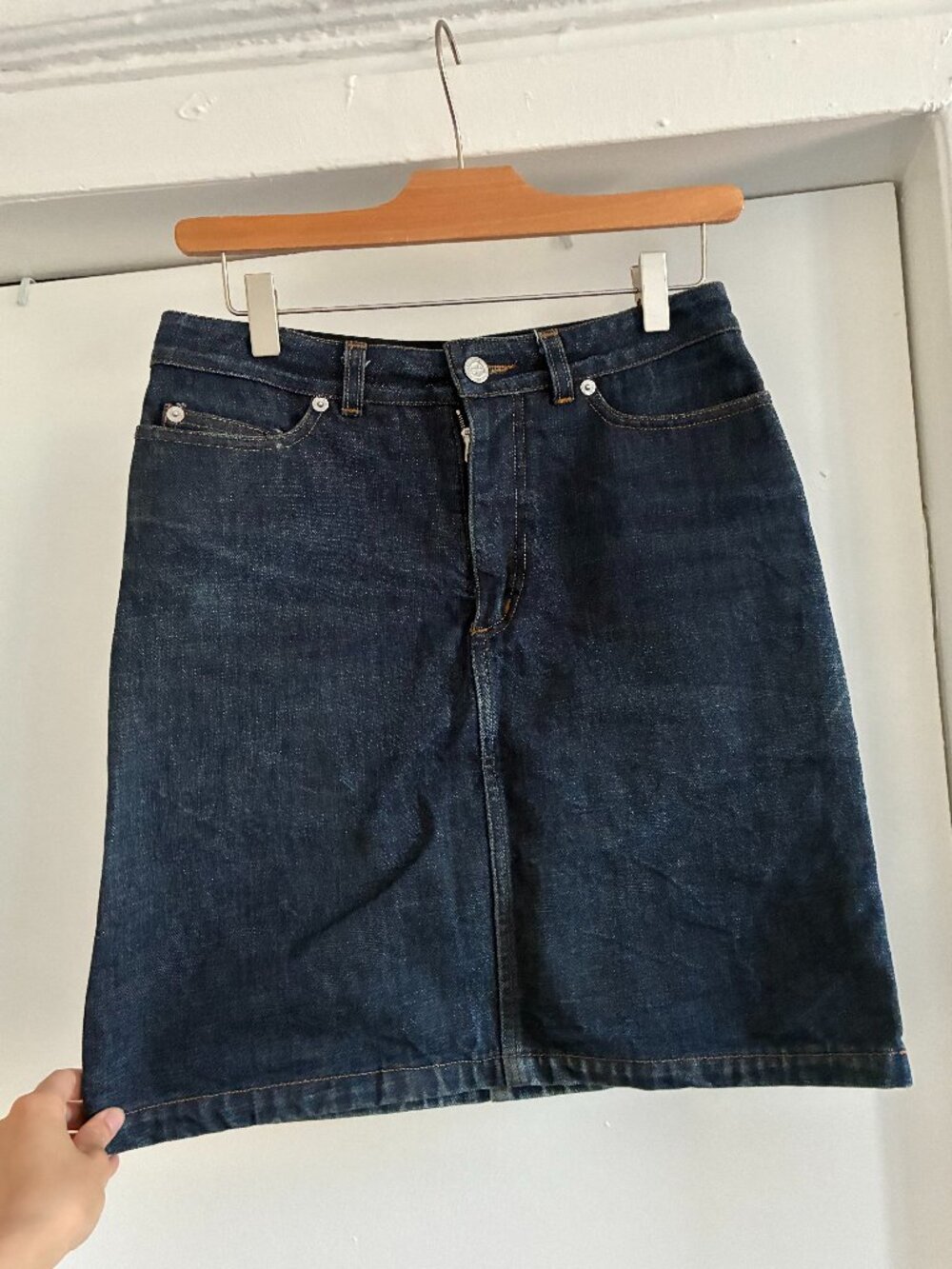 A.P.C. Indigo Waxed Denim Skirt